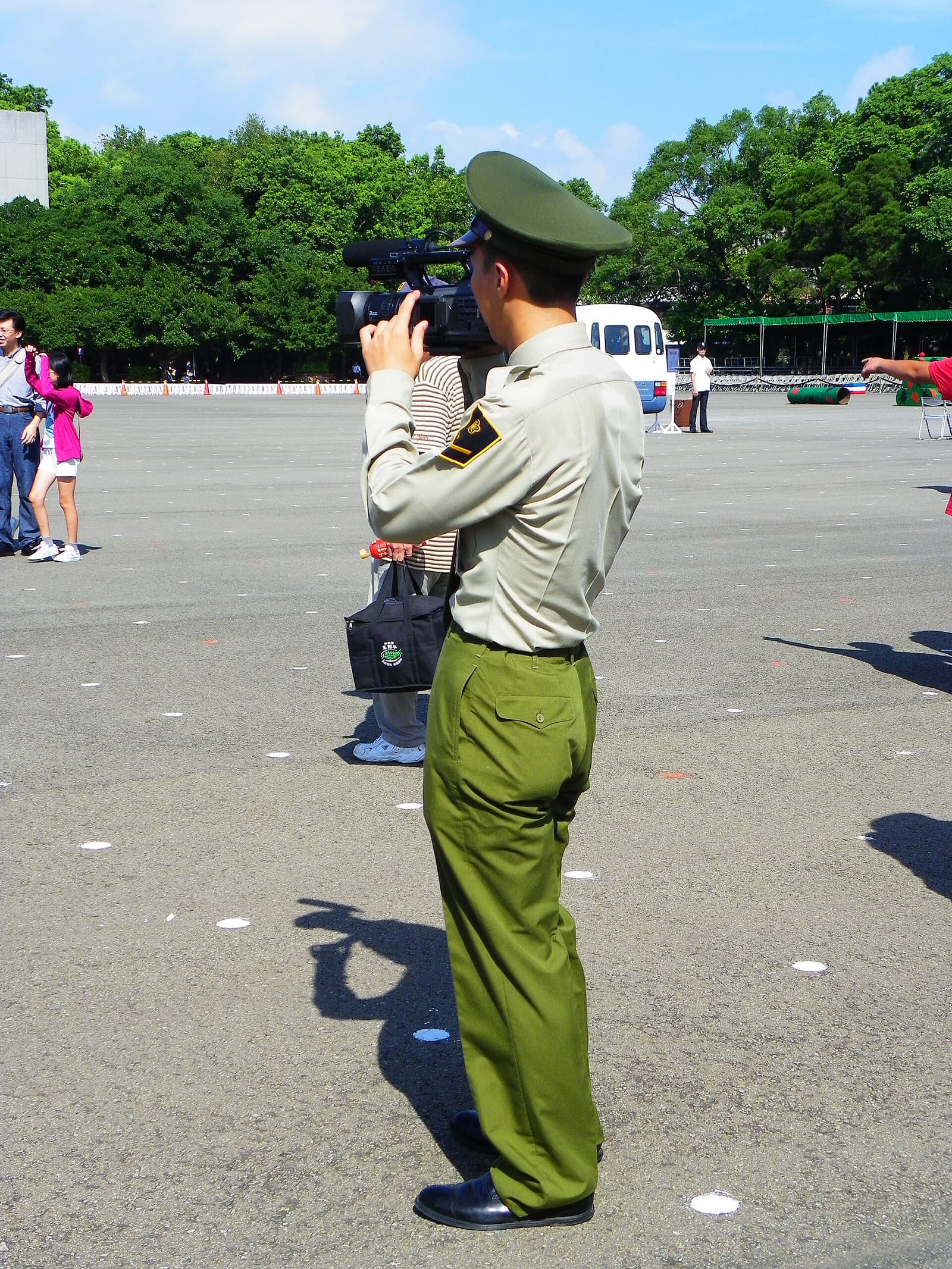 Military Police School Cadet with Video Camera Recording 20120908